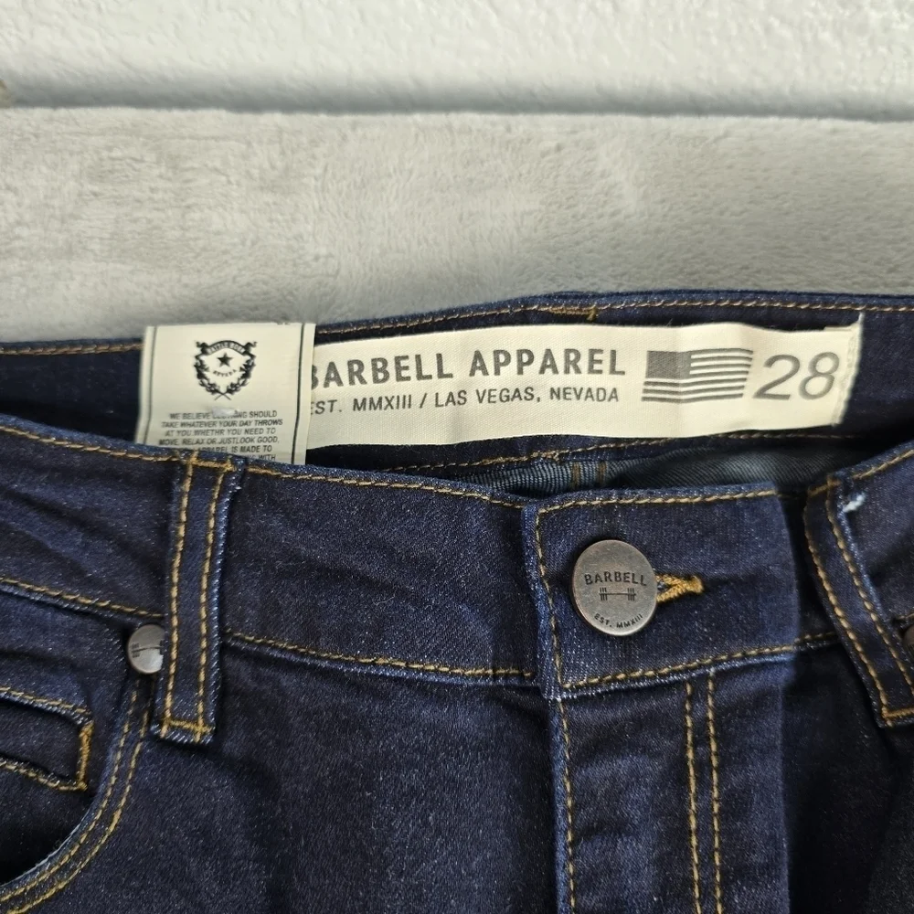 NWT Barbell Apparel Mens Denim Jeans Size 28x34 Straight Leg Dark Wash Pants
